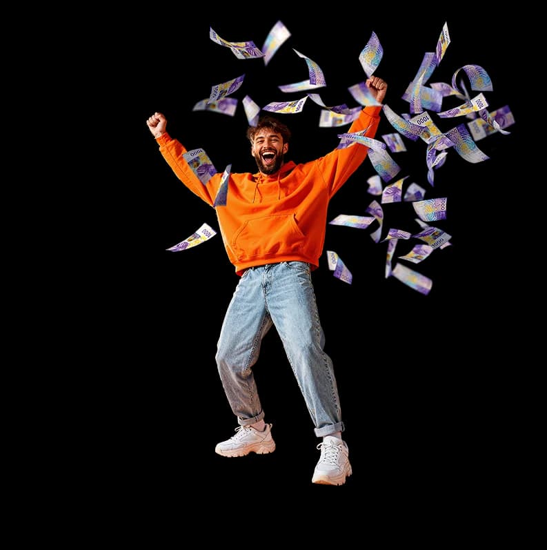 Gewinner mit Geldregen